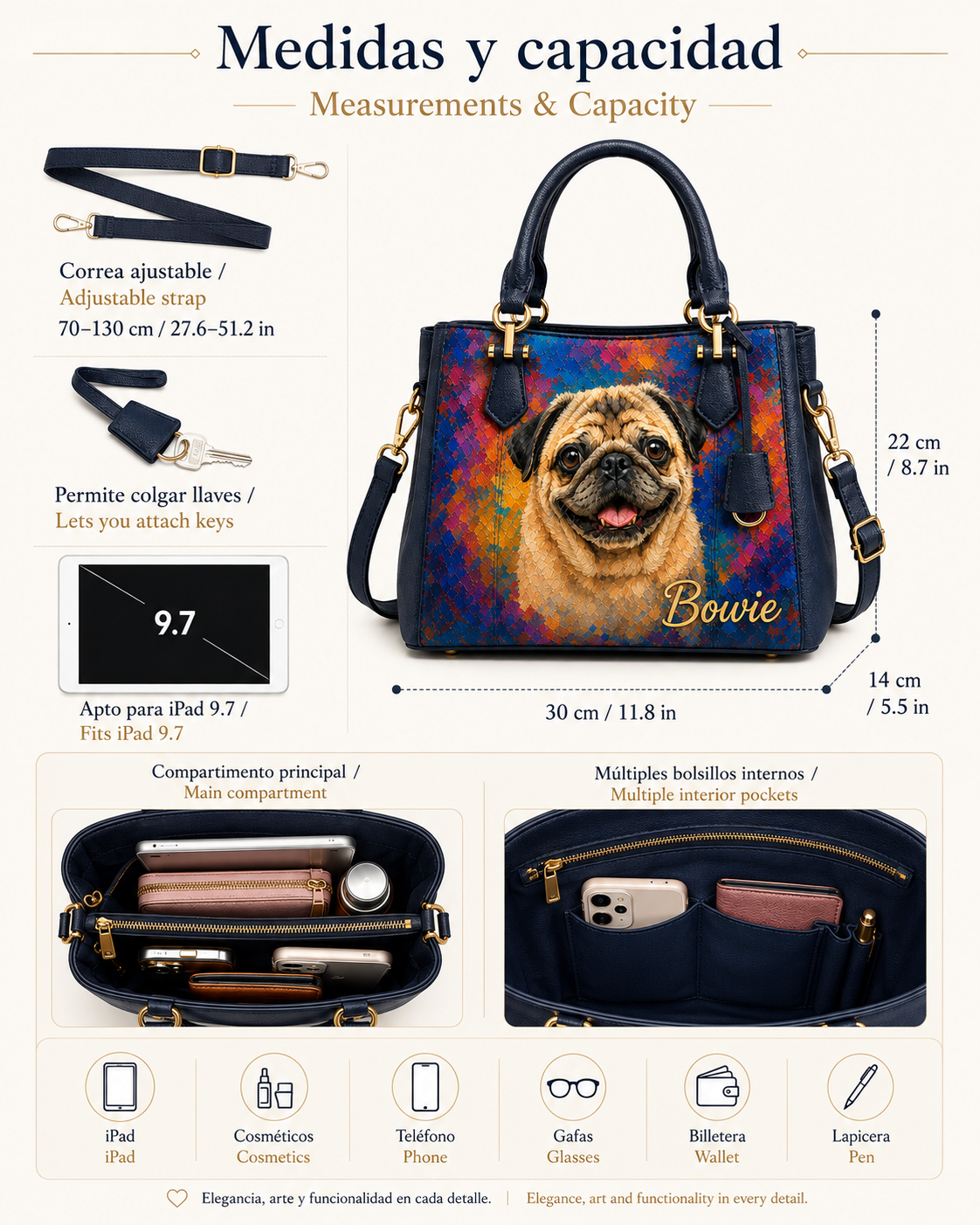 Bolso personalizado pintado a mano – Mediano