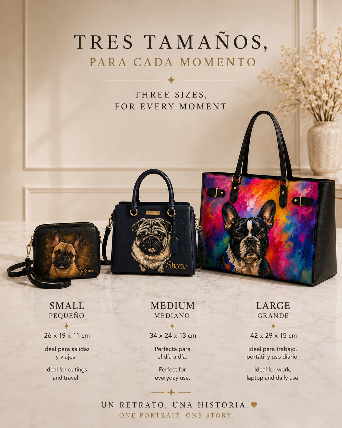 Bolso personalizado pintado a mano – Grande Premium