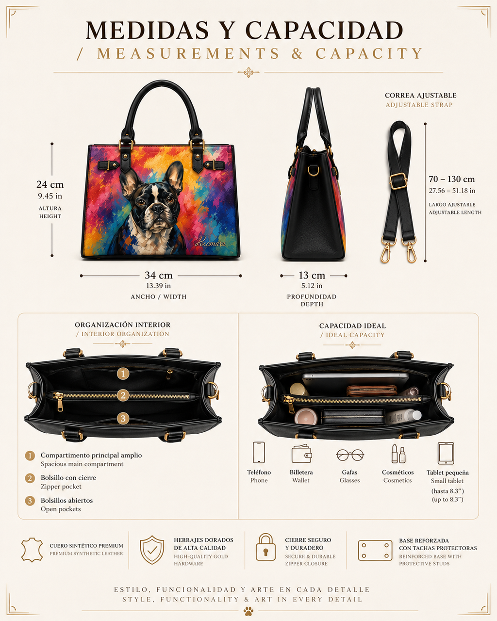 Bolso personalizado pintado a mano – Grande Premium