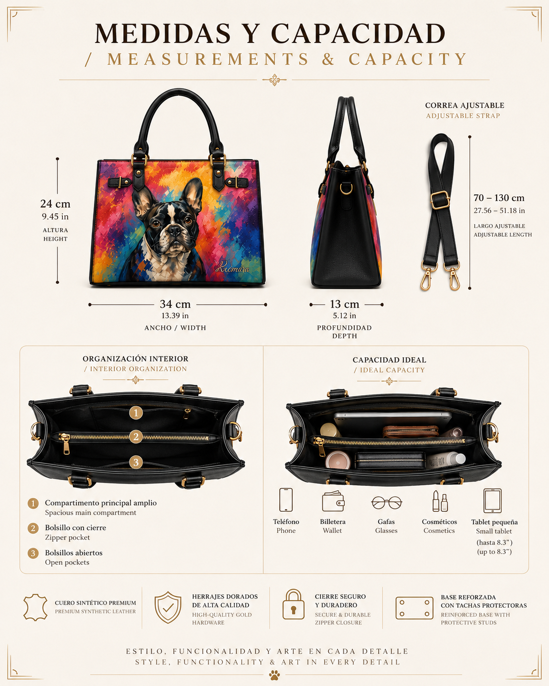 Bolso personalizado pintado a mano – Grande Premium